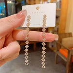 Needle Crystal Tassel Drop Earrings