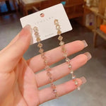 Needle Crystal Tassel Drop Earrings