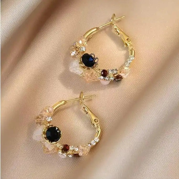 Needle Floral Crystal Earrings