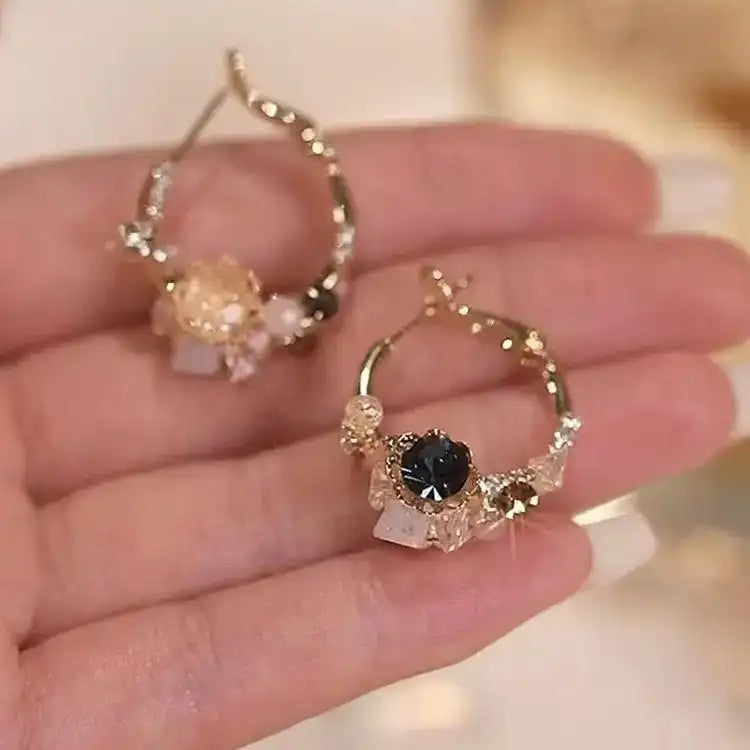 Needle Floral Crystal Earrings