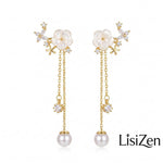 Needle Forest Mother of Pearl Drop Earrings