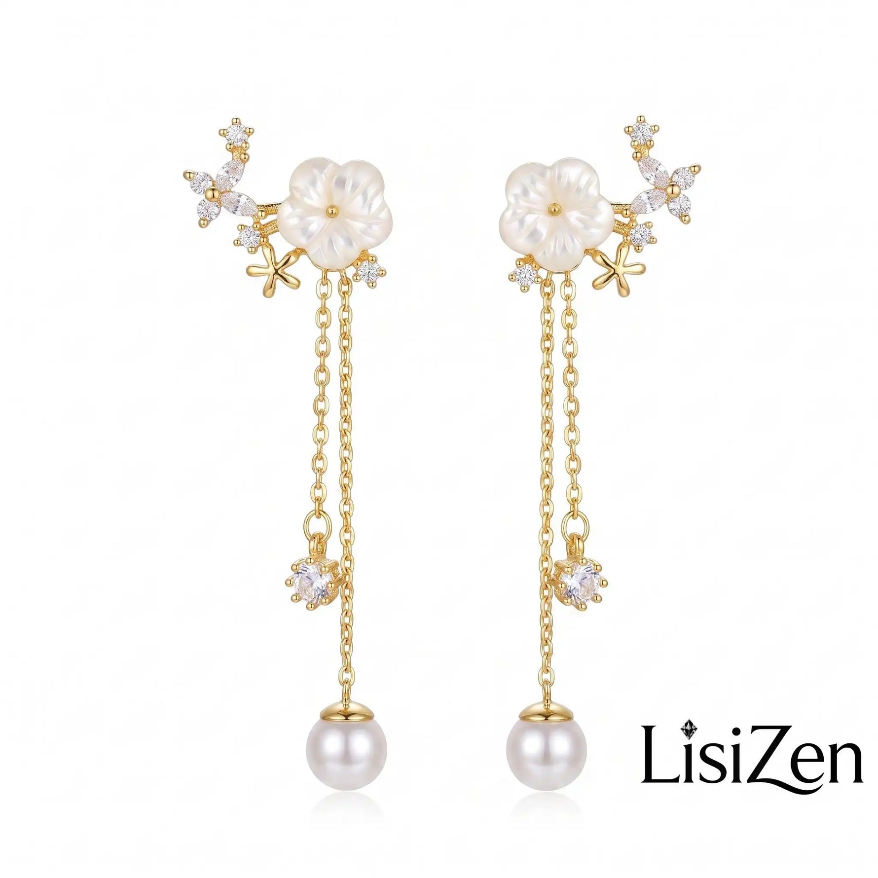 Needle Forest Mother of Pearl Drop Earrings