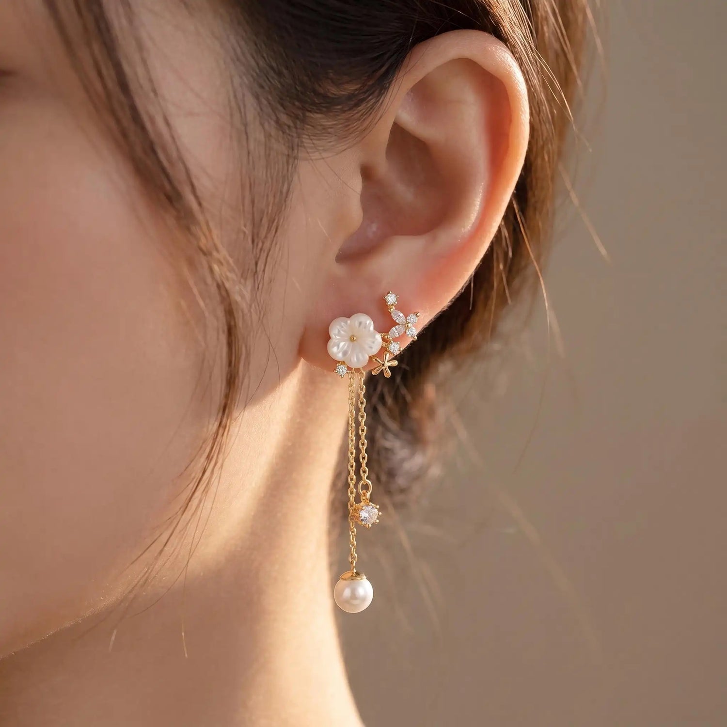 Needle Forest Mother of Pearl Drop Earrings
