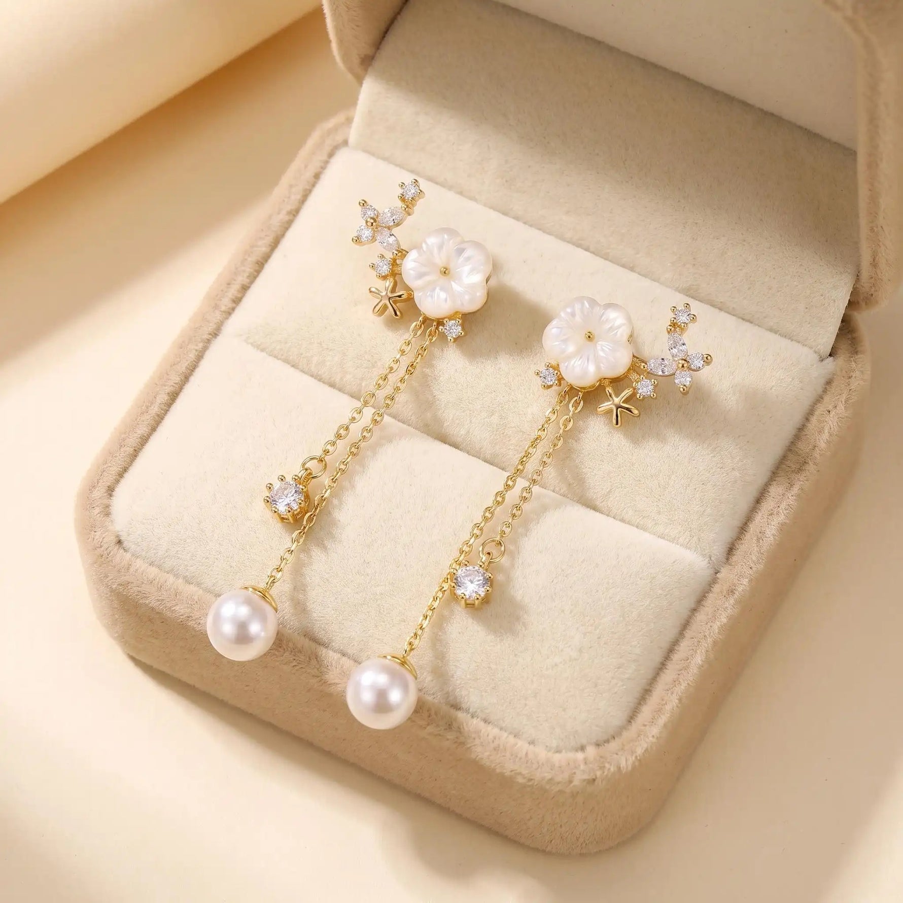 Needle Forest Mother of Pearl Drop Earrings