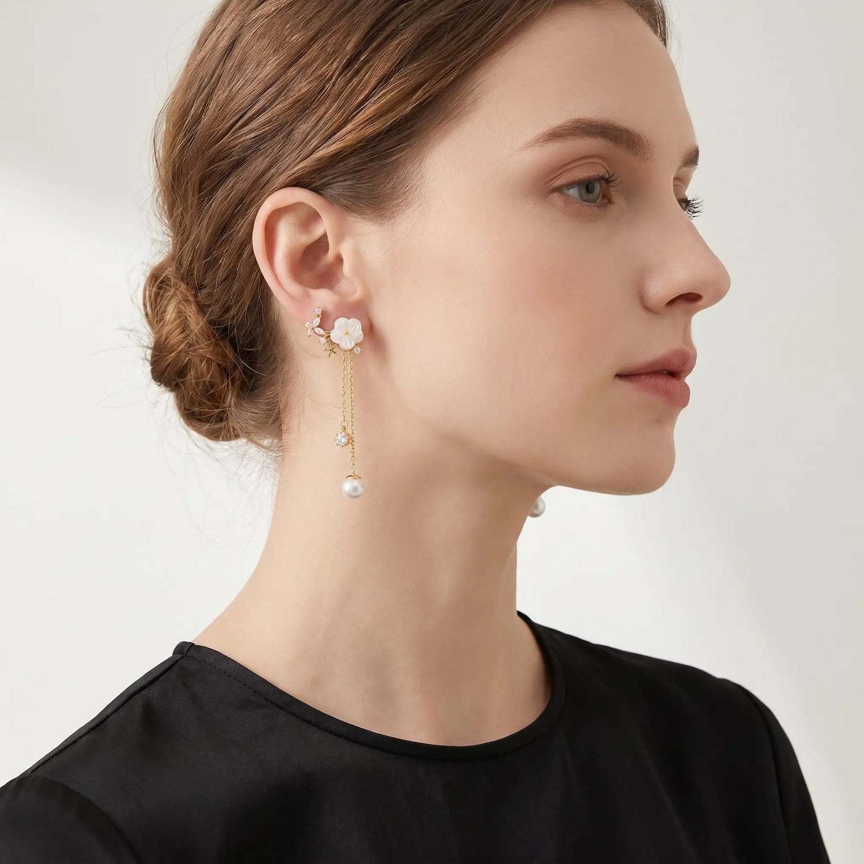 Needle Forest Mother of Pearl Drop Earrings