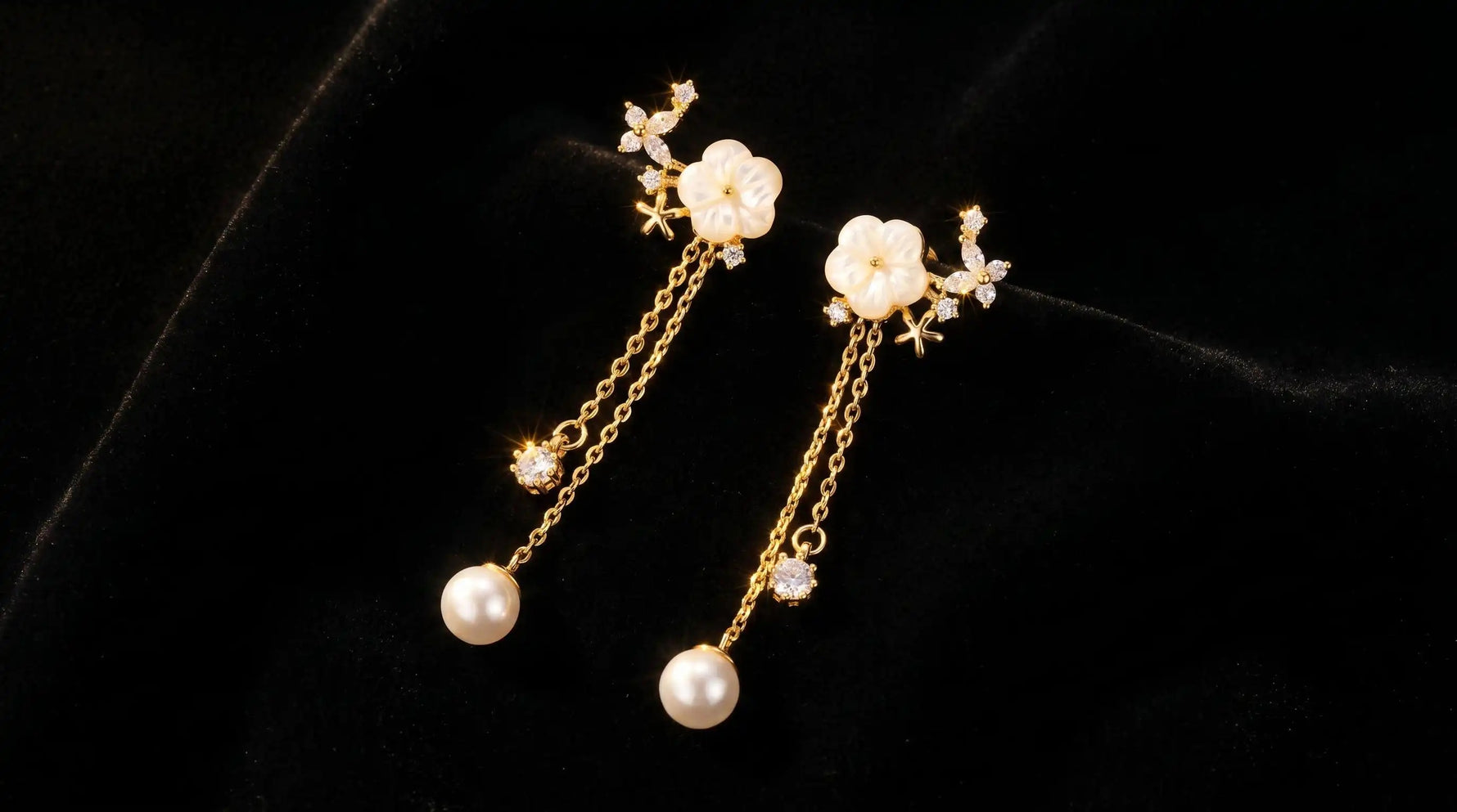 Needle Forest Mother of Pearl Drop Earrings
