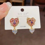 Needle Heart Handmade Bead Crystal Earrings