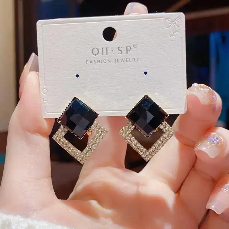 Needle Japanese Korean Micro Inlay Stud Earrings