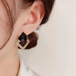 Needle Japanese Korean Micro Inlay Stud Earrings