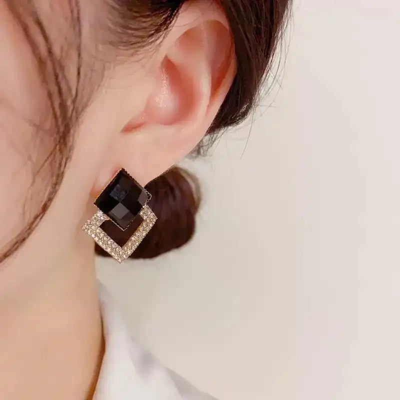 Needle Japanese Korean Micro Inlay Stud Earrings