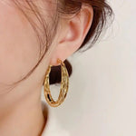 Needle Metal Twisted Hoop Earrings