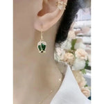 Needle Rose Bud Crystal C-Shaped Hoop Earrings