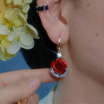 Needle Rose Flower Stud Earrings
