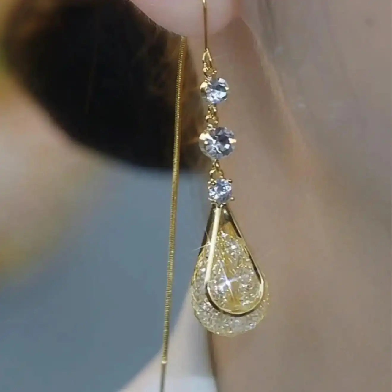 Nested Teardrop Threader Earrings