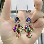 Newest Artificial Crystal Colorful Peacock Drop Earrings