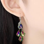 Newest Artificial Crystal Colorful Peacock Drop Earrings