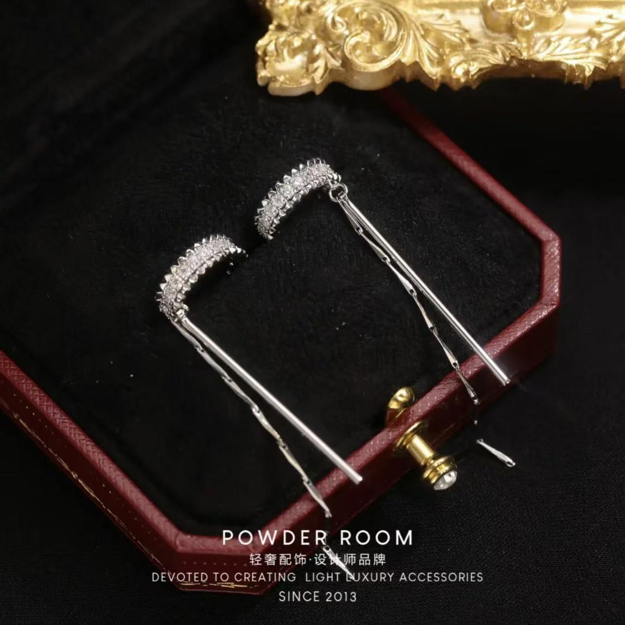 No Piercing Crystal Chain Long Ear Cuffs