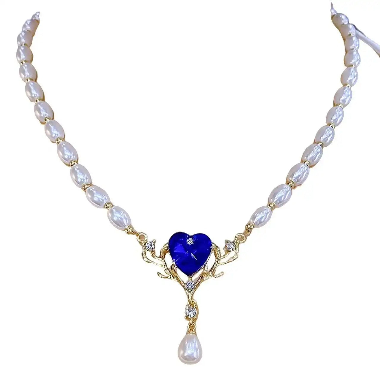 Ocean Love Blue Heart Pearl Necklace