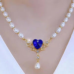 Ocean Love Blue Heart Pearl Necklace