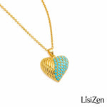 Ocean Series Heart-Shaped Colorful Crystal Pendant Necklace