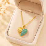 Ocean Series Heart-Shaped Colorful Crystal Pendant Necklace