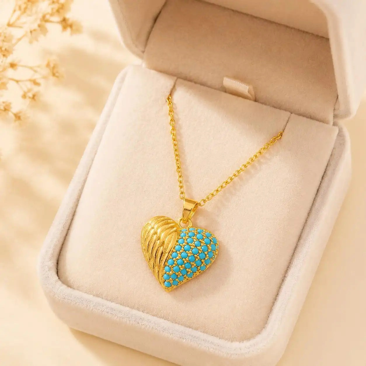 Ocean Series Heart-Shaped Colorful Crystal Pendant Necklace