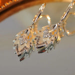 Oil Painting Crystal Leaf Face-Flattering Earrings
