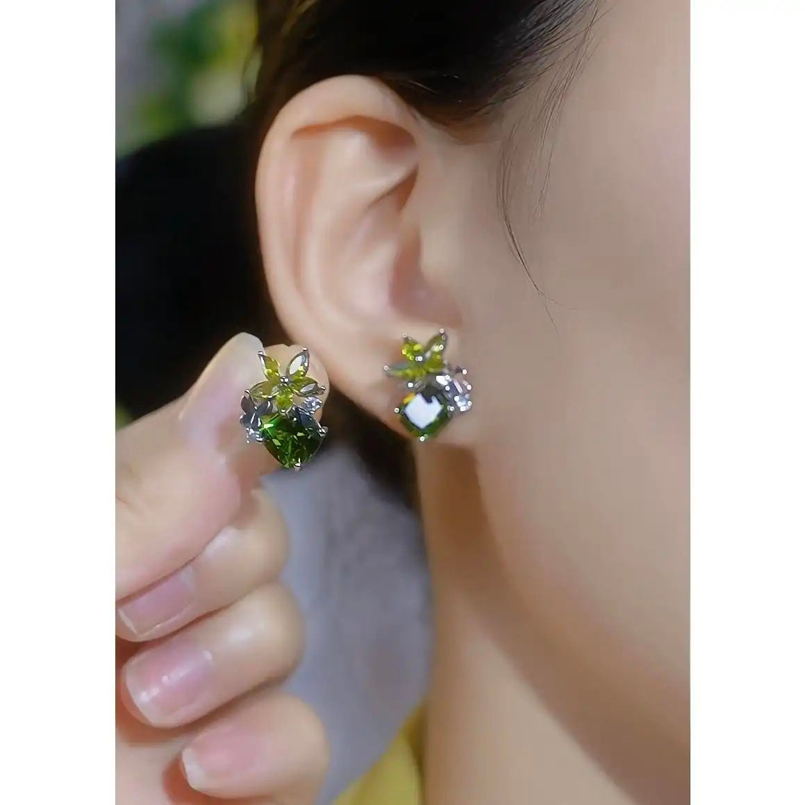 Olive Hard Candy Stud Earrings