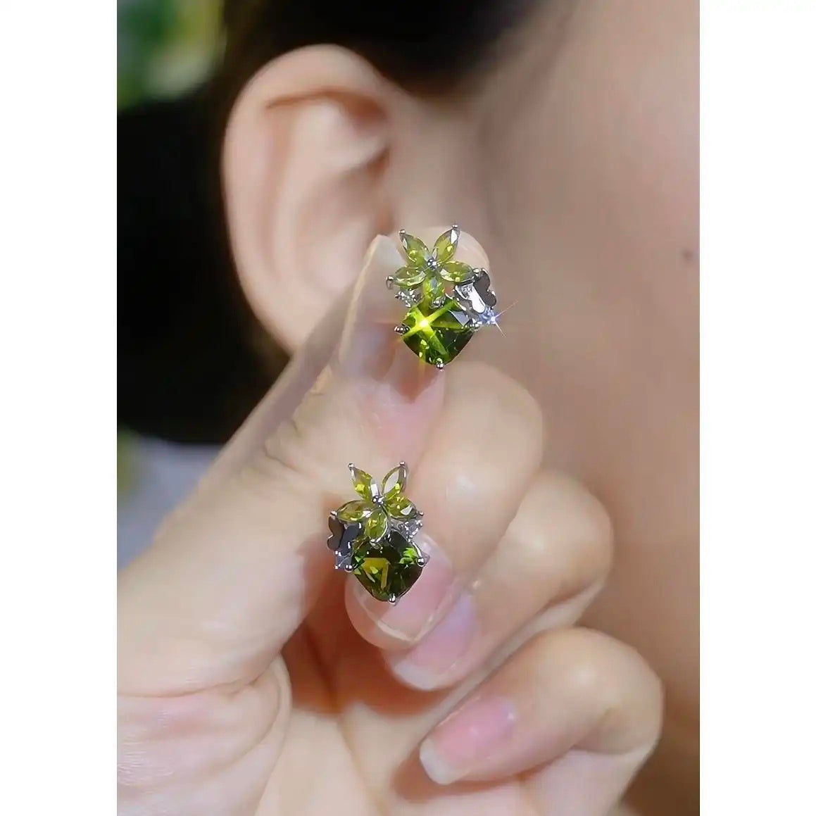 Olive Hard Candy Stud Earrings