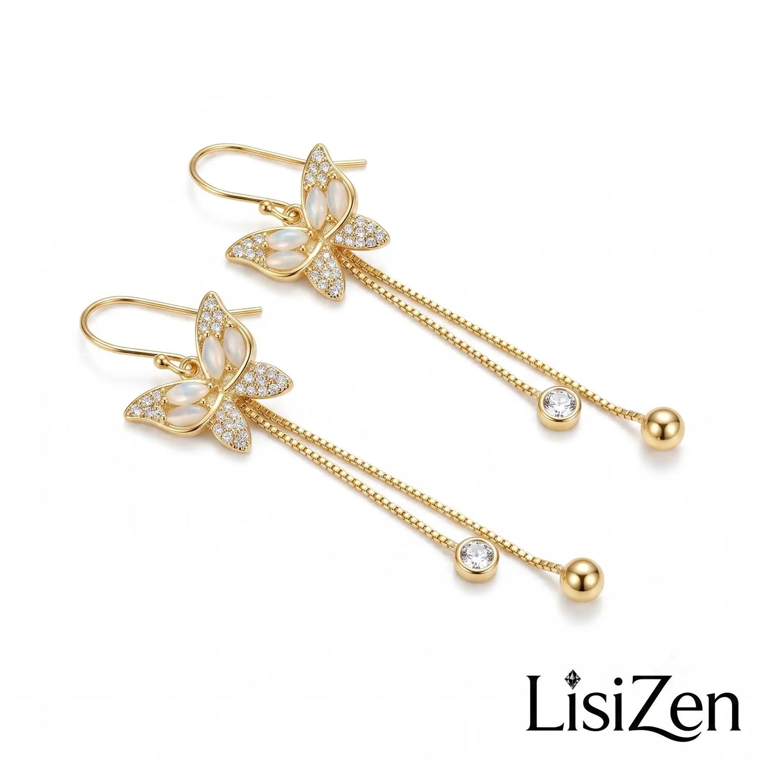 Opal Butterfly Threader Earrings