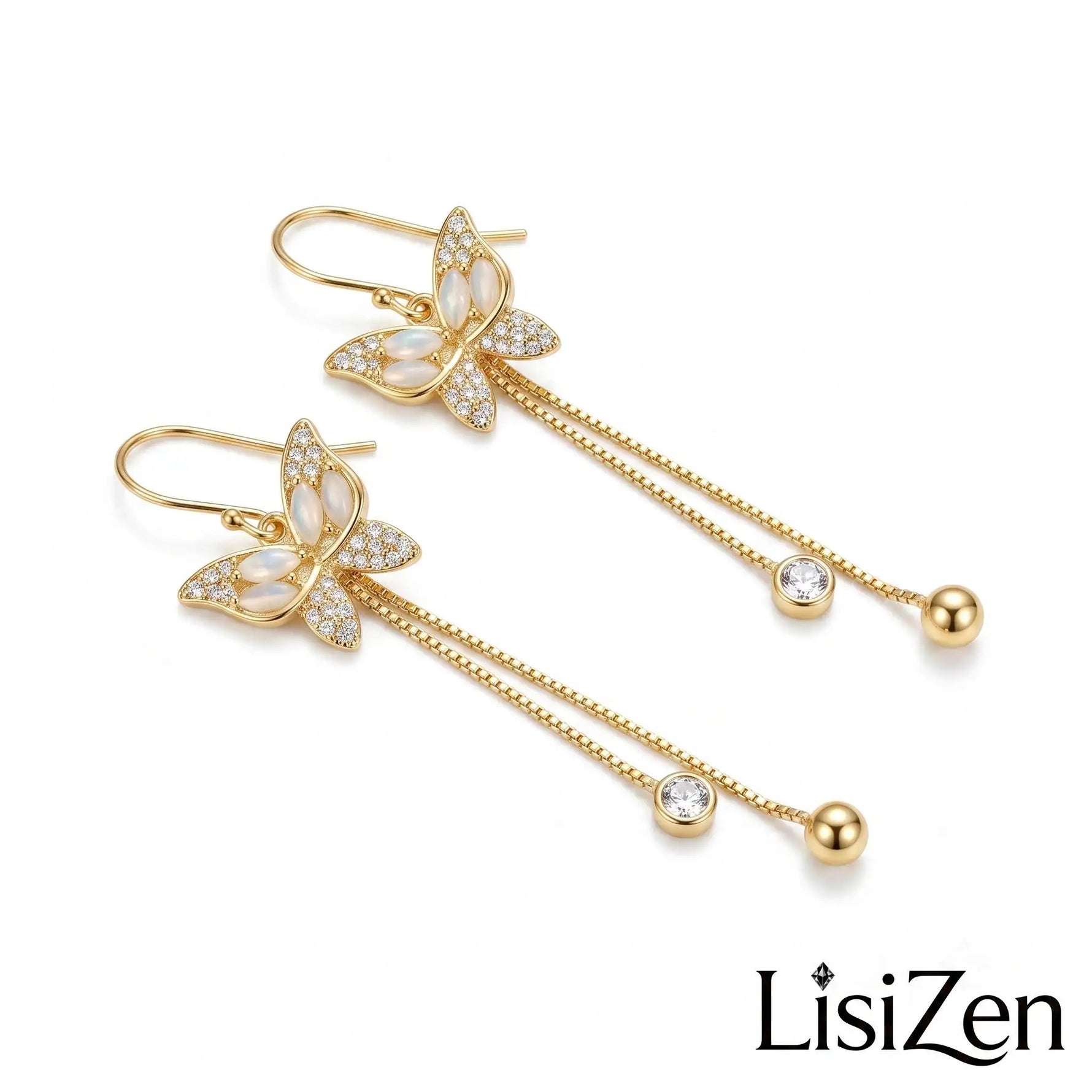 Opal Butterfly Threader Earrings