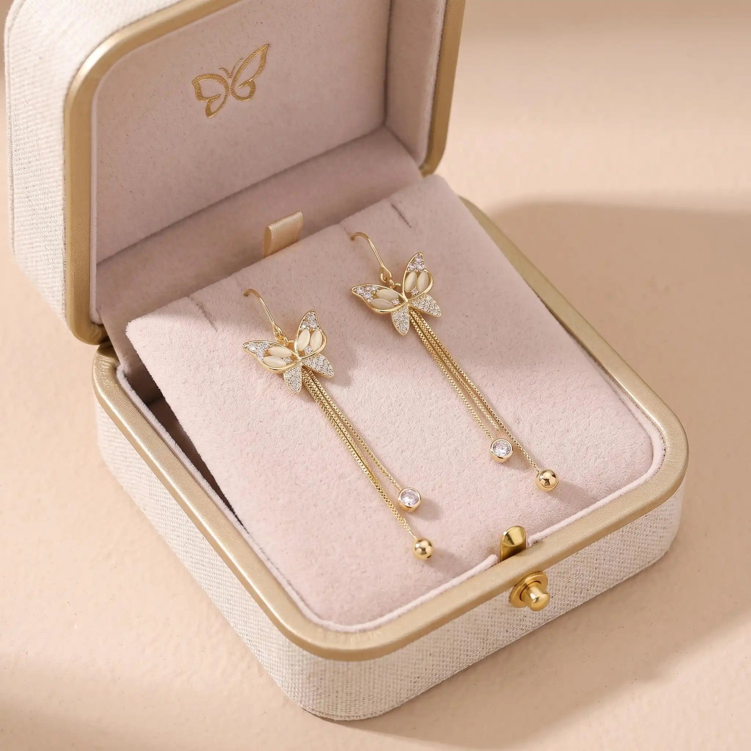 Opal Butterfly Threader Earrings