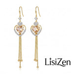 Opal Heart Threader Earrings
