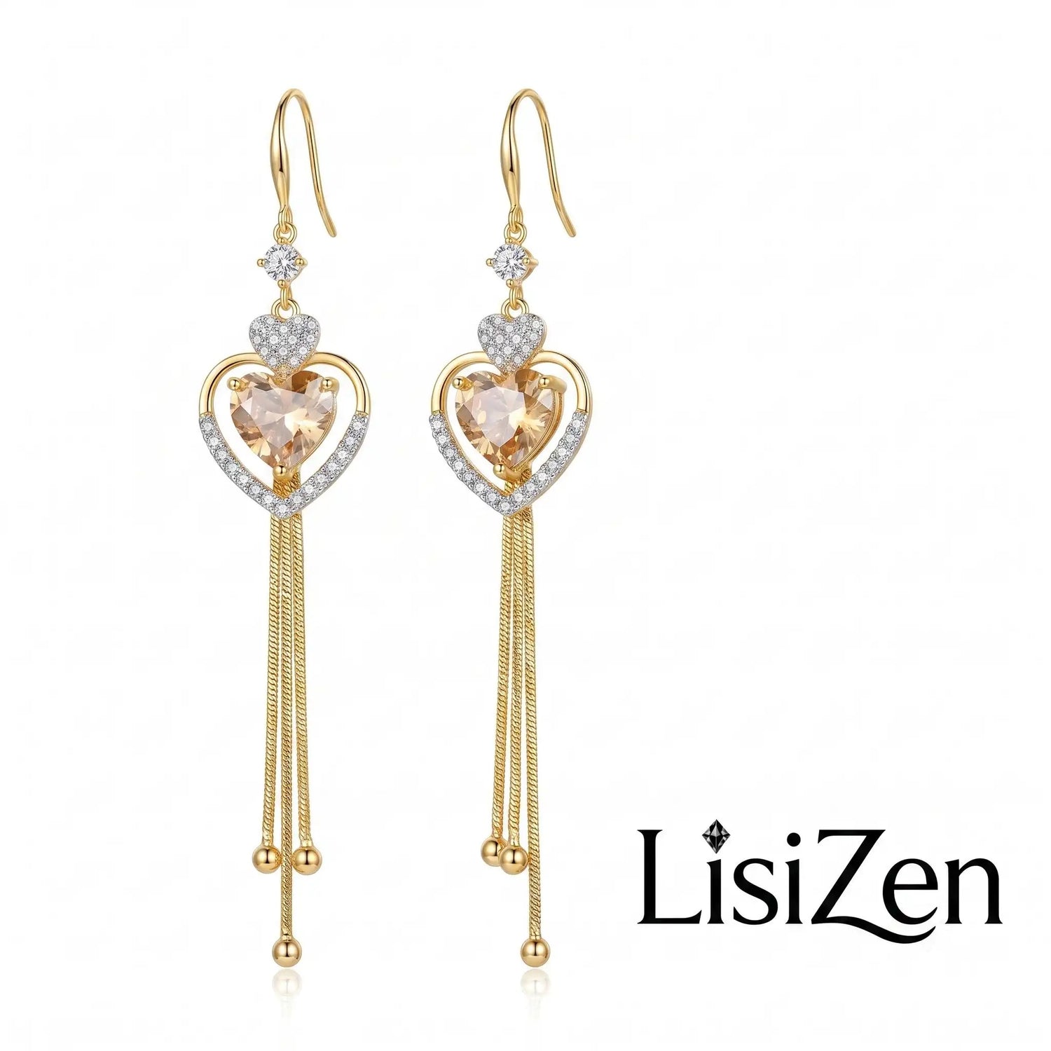 Opal Heart Threader Earrings