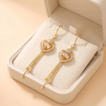 Opal Heart Threader Earrings
