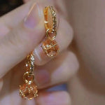 Orange Crystal Drop Hoop Earrings