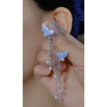 Original Handmade Blue Crystal Flower Earrings