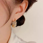 Pastel Pearl Crystal Hoop Earrings