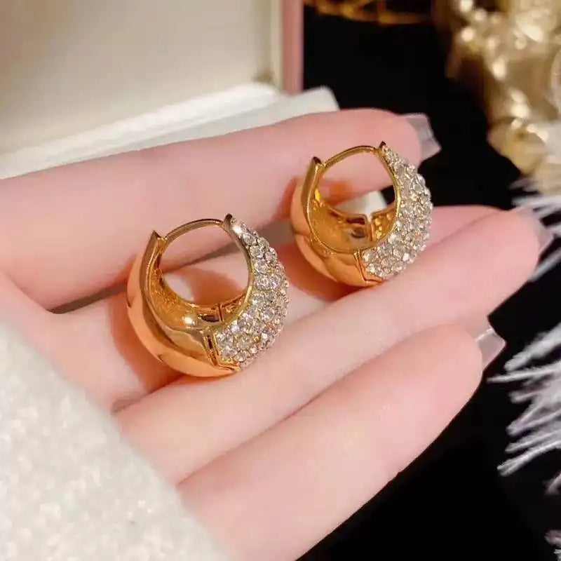 Pave Crystal Teardrop Huggie Earrings