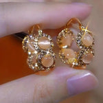 Peach Crystal Cluster Hoop Earrings