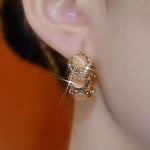 Peach Crystal Cluster Hoop Earrings