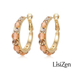 Peach Crystal Hoop Earrings