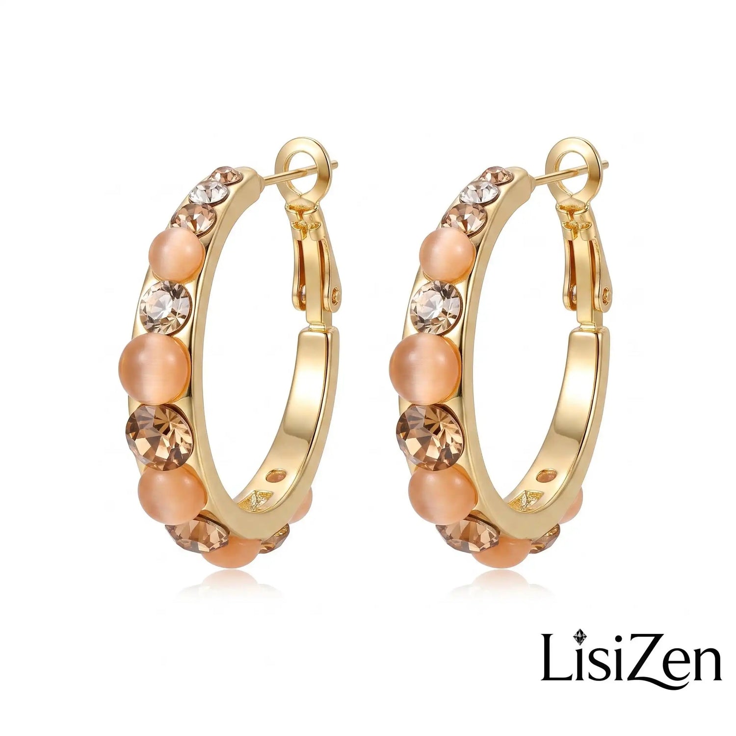 Peach Crystal Hoop Earrings