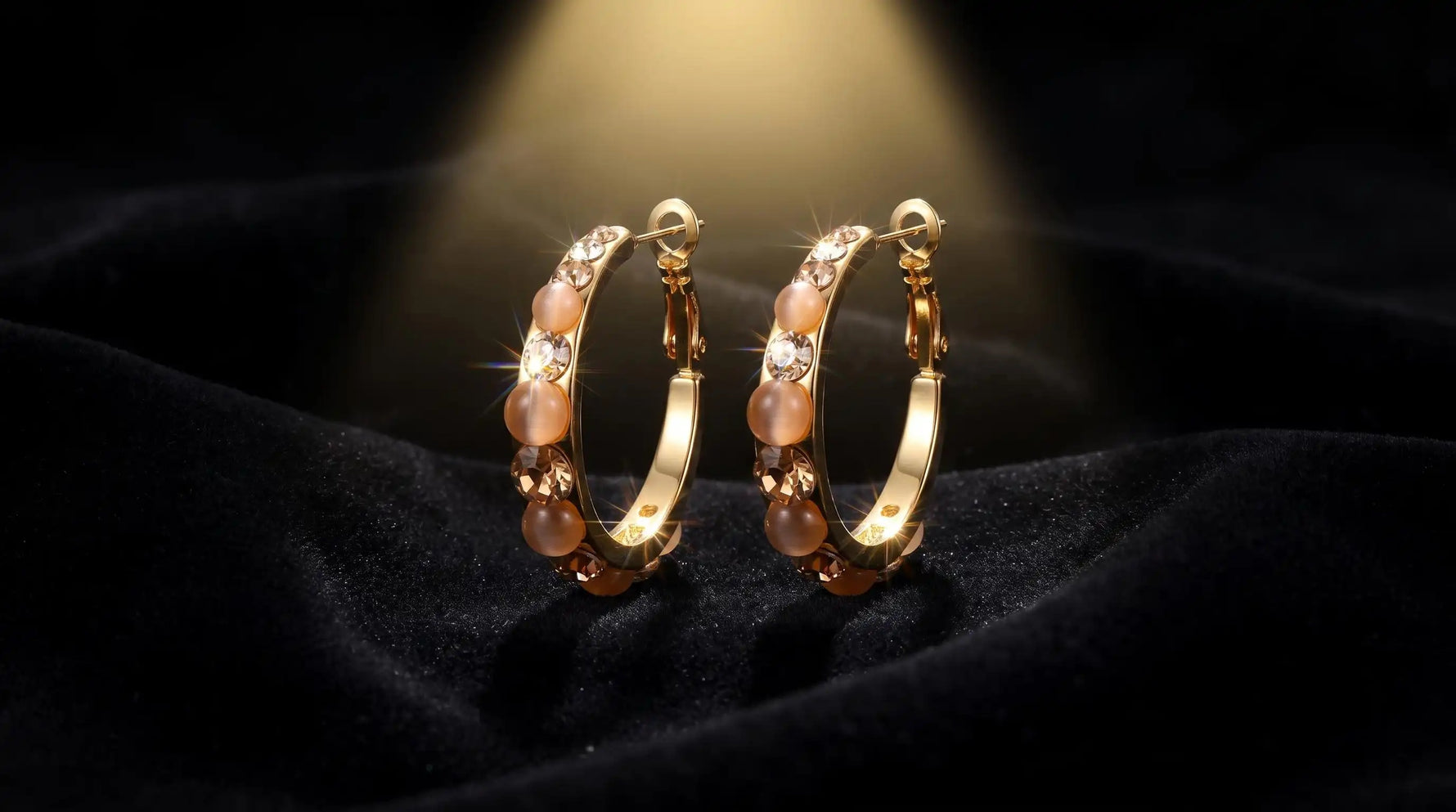 Peach Crystal Hoop Earrings