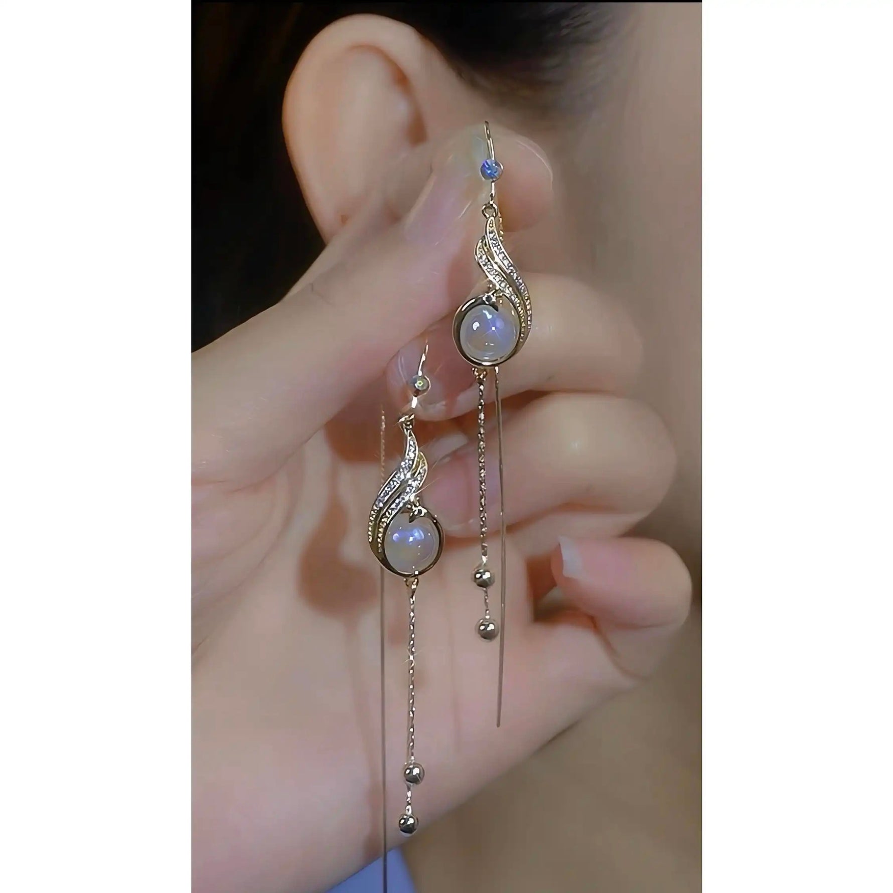 Peacock Tassel Long Drop Earrings