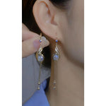 Peacock Tassel Long Drop Earrings