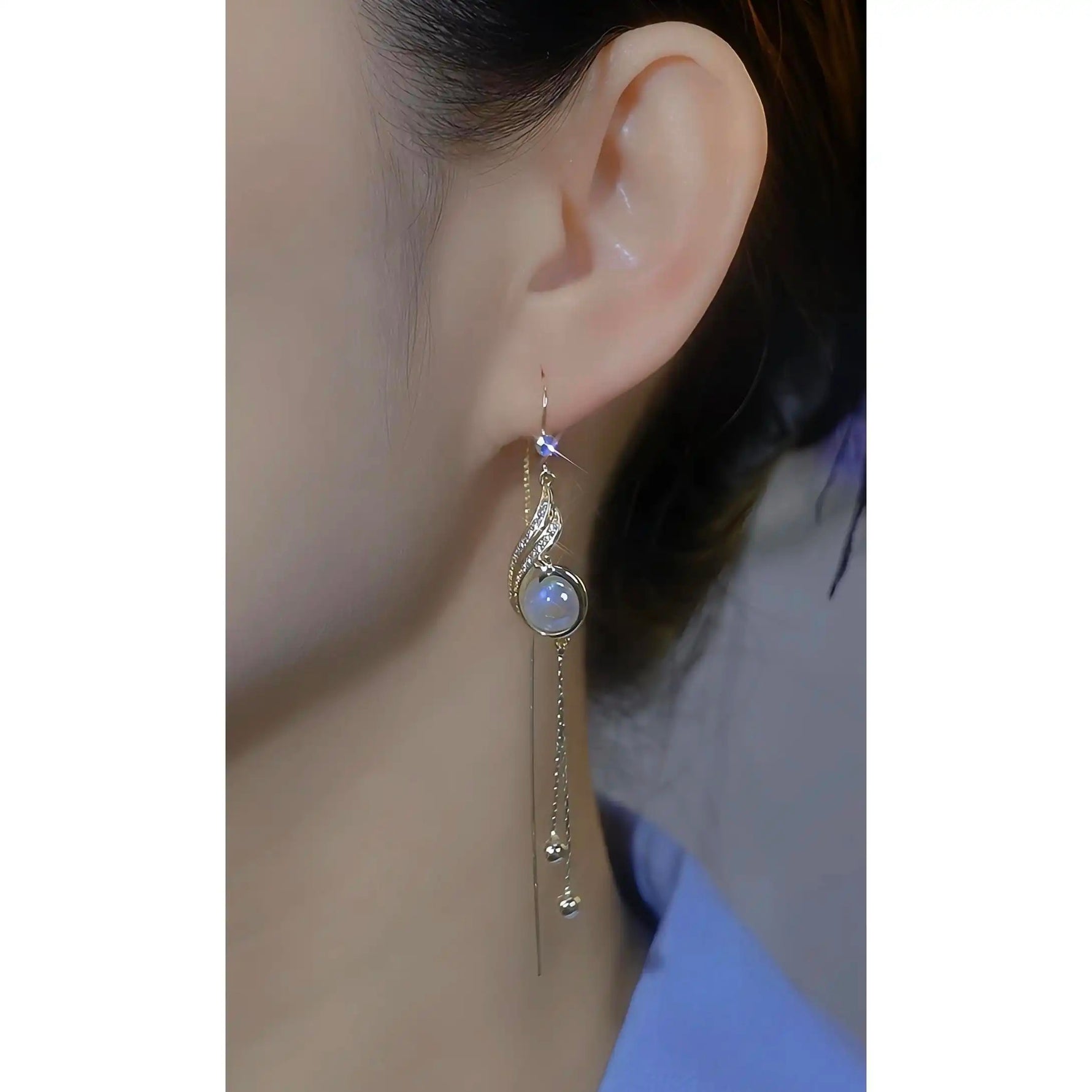 Peacock Tassel Long Drop Earrings