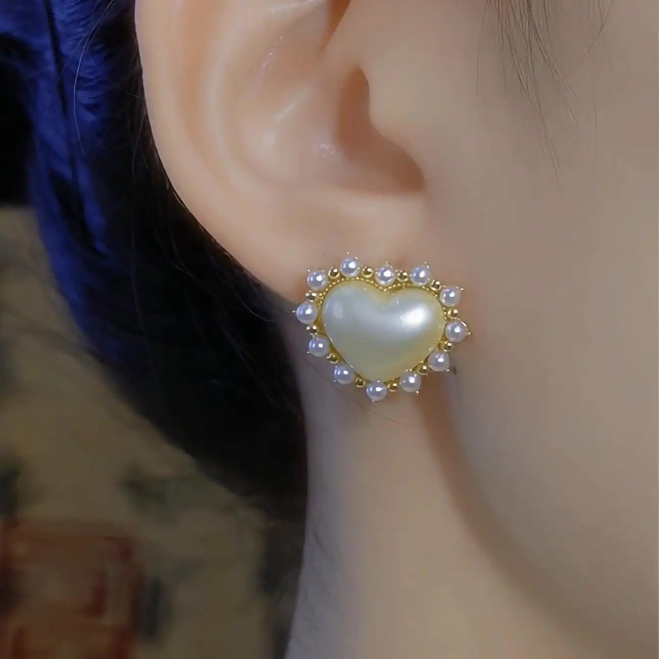 Pearl 3d Heart Hoop Earrings