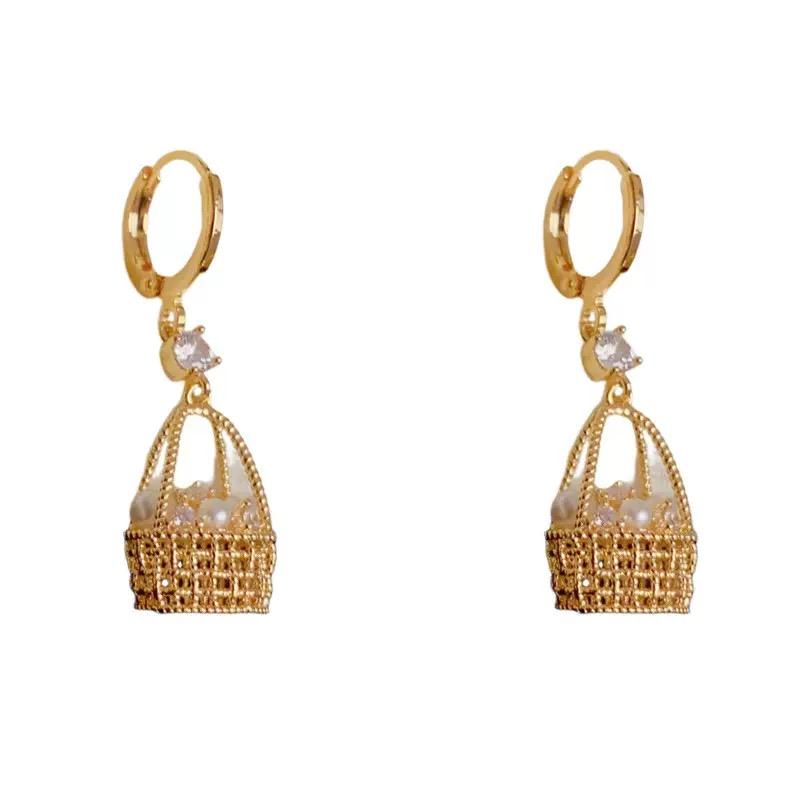 Pearl Basket French Woven Stud Earrings