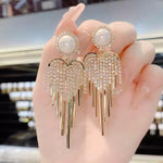 Pearl Crystal Waterfall Drop Earrings